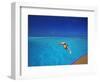 Man Jumping into Tropical Sea from Deck, Maldives, Indian Ocean-Papadopoulos Sakis-Framed Photographic Print