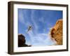 Man Jumps Gap at Red Bull Rampage Site, Virgin, Utah, USA-Chuck Haney-Framed Photographic Print