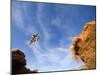 Man Jumps Gap at Red Bull Rampage Site, Virgin, Utah, USA-Chuck Haney-Mounted Photographic Print