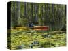 Man Kayaking, Cypress Gardens, Moncks Corner, South Carolina, USA-Corey Hilz-Stretched Canvas