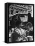 Man Kissing Woman's Hand at the Cafe de La Place de L'Opera-Loomis Dean-Framed Stretched Canvas