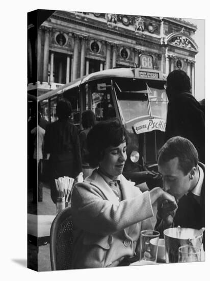 Man Kissing Woman's Hand at the Cafe de La Place de L'Opera-Loomis Dean-Stretched Canvas