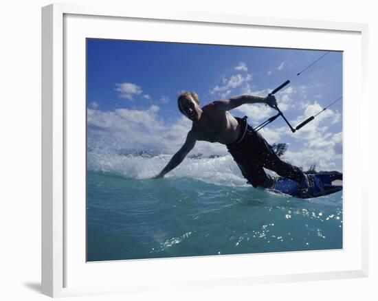 Man Kitesurfing on the Surface of Water-null-Framed Photographic Print