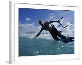 Man Kitesurfing on the Surface of Water-null-Framed Photographic Print