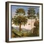 Man Leaning on a Staff, Birds Flying, Trees, Rocks, a Lake and a Distant City with Spires-Pietro Perugino-Framed Giclee Print