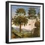 Man Leaning on a Staff, Birds Flying, Trees, Rocks, a Lake and a Distant City with Spires-Pietro Perugino-Framed Giclee Print