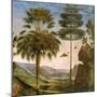 Man Leaning on a Staff, Birds Flying, Trees, Rocks, a Lake and a Distant City with Spires-Pietro Perugino-Mounted Giclee Print