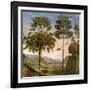 Man Leaning on a Staff, Birds Flying, Trees, Rocks, a Lake and a Distant City with Spires-Pietro Perugino-Framed Giclee Print