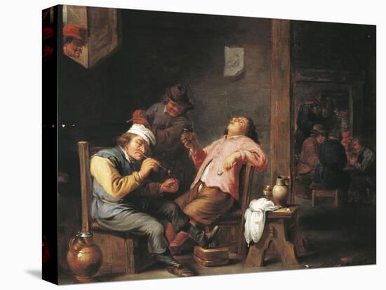 Man Lighting His Pipe-Abraham Teniers-Stretched Canvas