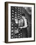 Man Looking at Film Records Containing Social Security Numbers at the Social Security Board-Thomas D^ Mcavoy-Framed Photographic Print