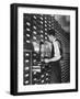 Man Looking at Film Records Containing Social Security Numbers at the Social Security Board-Thomas D^ Mcavoy-Framed Photographic Print