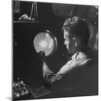 Man Looking at Radar Scope to Gather Weather Information-George Skadding-Mounted Photographic Print