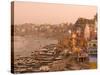 Man Mandir Ghat, Varanasi, Uttar Pradesh, India, Asia-Ben Pipe-Stretched Canvas