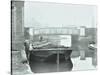 Man Mooring a Barge by a River Bank, Poplar, London, 1905-null-Stretched Canvas