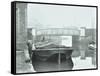 Man Mooring a Barge by a River Bank, Poplar, London, 1905-null-Framed Stretched Canvas