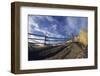 Man Mountain Biking on Countryside Path against Fence and Sky-Nosnibor137-Framed Photographic Print