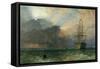Man O'War and a Stormy Sunset (The Guardship), 1875-Henry Dawson-Framed Stretched Canvas