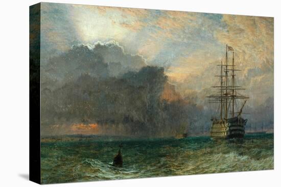 Man O'War and a Stormy Sunset (The Guardship), 1875-Henry Dawson-Stretched Canvas