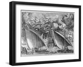 Man of War Between Two Galleys, 1565-Pieter Bruegel the Elder-Framed Giclee Print