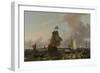 Man-Of-War Brielle on the River Maas Off Rotterdam-Ludolf Bakhuysen-Framed Art Print