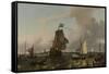 Man-Of-War Brielle on the River Maas Off Rotterdam-Ludolf Bakhuysen-Framed Stretched Canvas