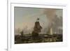 Man-Of-War Brielle on the River Maas Off Rotterdam-Ludolf Bakhuysen-Framed Premium Giclee Print