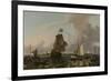 Man-Of-War Brielle on the River Maas Off Rotterdam-Ludolf Bakhuysen-Framed Premium Giclee Print