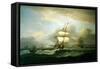Man of War in Choppy Seas, 1809-Thomas Luny-Framed Stretched Canvas