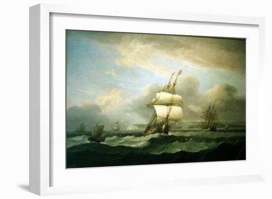 Man of War in Choppy Seas, 1809-Thomas Luny-Framed Giclee Print