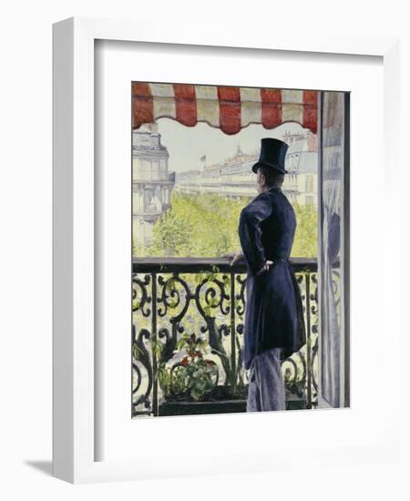 Man on a Balcony, Boulevard Haussmann, 1880-Gustave Caillebotte-Framed Giclee Print