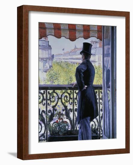 Man on a Balcony, Boulevard Haussmann, 1880-Gustave Caillebotte-Framed Giclee Print