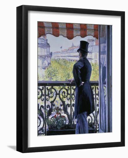 Man on a Balcony, Boulevard Haussmann, 1880-Gustave Caillebotte-Framed Giclee Print