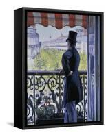 Man on a Balcony, Boulevard Haussmann, 1880-Gustave Caillebotte-Framed Stretched Canvas
