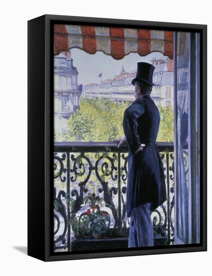 Man on a Balcony, Boulevard Haussmann, 1880-Gustave Caillebotte-Framed Stretched Canvas