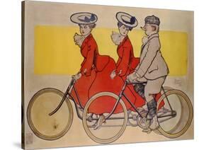 Man on a Bicycle and Women on a Tandem, 1905-René Vincent-Stretched Canvas