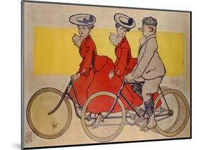 Man on a Bicycle and Women on a Tandem, 1905-René Vincent-Mounted Giclee Print