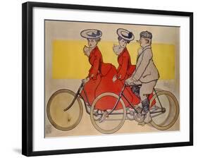 Man on a Bicycle and Women on a Tandem, 1905-René Vincent-Framed Giclee Print