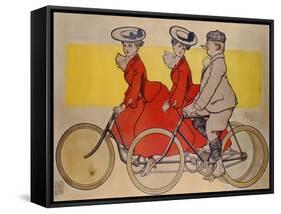 Man on a Bicycle and Women on a Tandem, 1905-René Vincent-Framed Stretched Canvas