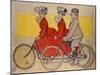 Man on a Bicycle and Women on a Tandem, 1905-René Vincent-Mounted Premium Giclee Print