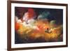 Man on a Boat in the Outer Space with Colorful Cloud,Illustration-Tithi Luadthong-Framed Art Print