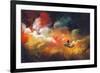 Man on a Boat in the Outer Space with Colorful Cloud,Illustration-Tithi Luadthong-Framed Art Print