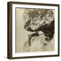 Man on a Cliff Overlooking Naeroyfjord, Sogne, Norway-Bert Underwood-Framed Photographic Print