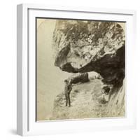 Man on a Cliff Overlooking Naeroyfjord, Sogne, Norway-Bert Underwood-Framed Photographic Print