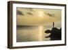 Man on a rock in backlight on the rocky west coast in Ouvea, Loyalty Islands, New Caledonia, Pacifi-Michael Runkel-Framed Photographic Print