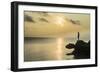 Man on a rock in backlight on the rocky west coast in Ouvea, Loyalty Islands, New Caledonia, Pacifi-Michael Runkel-Framed Photographic Print