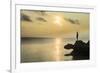 Man on a rock in backlight on the rocky west coast in Ouvea, Loyalty Islands, New Caledonia, Pacifi-Michael Runkel-Framed Photographic Print