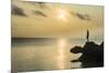 Man on a rock in backlight on the rocky west coast in Ouvea, Loyalty Islands, New Caledonia, Pacifi-Michael Runkel-Mounted Photographic Print