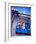 Man on Balcony Rail During Village Festival, Chinceros, Peru-Jim Zuckerman-Framed Premium Photographic Print