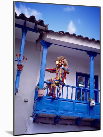 Man on Balcony Rail During Village Festival, Chinceros, Peru-Jim Zuckerman-Mounted Photographic Print