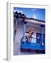 Man on Balcony Rail During Village Festival, Chinceros, Peru-Jim Zuckerman-Framed Photographic Print